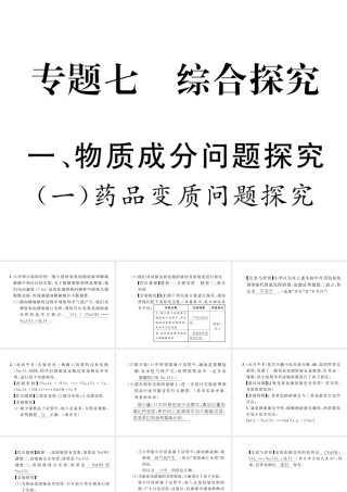 （云南专版）中考化学复习 第二编 专题7 综合探究 一 物质成分问题探究（一）药品变质问题探究（精练）课件-人教版初中九年级全册化学课件