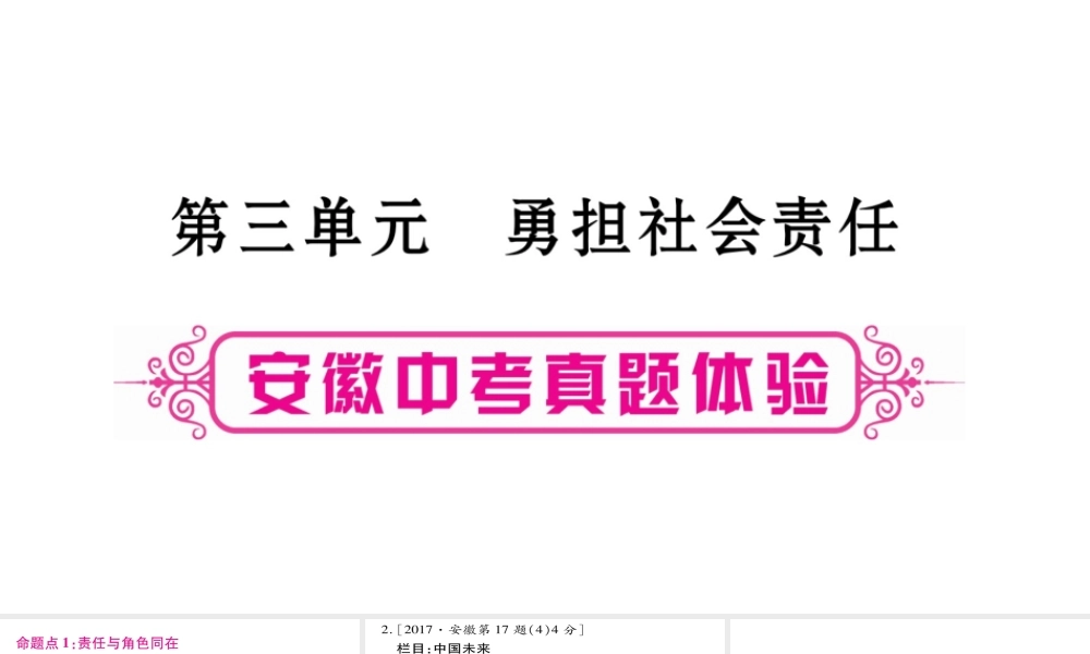 安徽省中考道德与法治总复习 八上 第3单元 勇担社会责任考点突破课件-人教版初中九年级全册政治课件