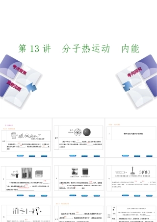 安徽省中考物理 教材复习 第13讲 分子热运动 内能课件-人教版初中九年级全册物理课件