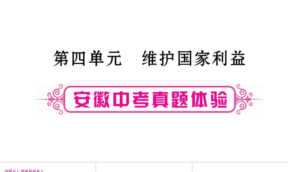 安徽省中考道德与法治总复习 八上 第4单元 维护国家利益考点突破课件-人教版初中九年级全册政治课件