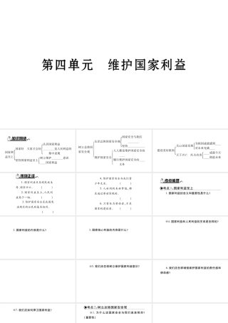 安徽省中考道德与法治总复习 八上 第4单元 维护国家利益知识梳理课件-人教版初中九年级全册政治课件