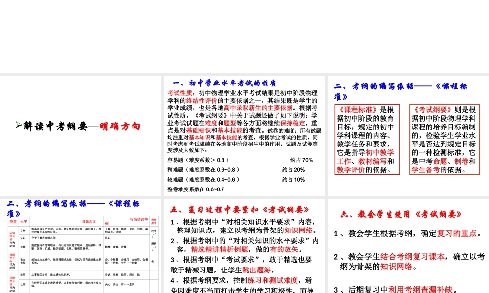 安徽省中考物理 解读暨复习策略指导复习课件-人教版初中九年级全册物理课件