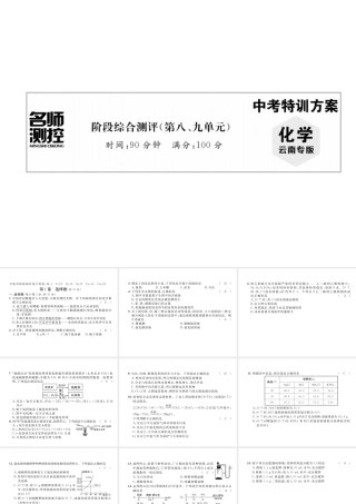 （云南专版）中考化学复习 阶段综合测评（第八、九单元）课件-人教版初中九年级全册化学课件