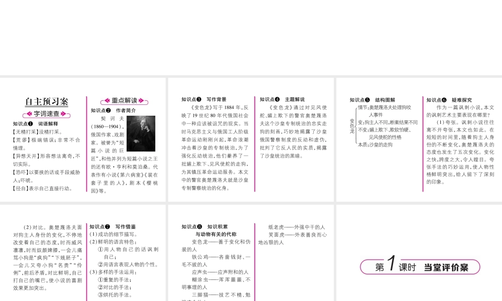 （云南专版）九年级语文下册 6 变色龙作业课件 新人教版-新人教版初中九年级下册语文课件