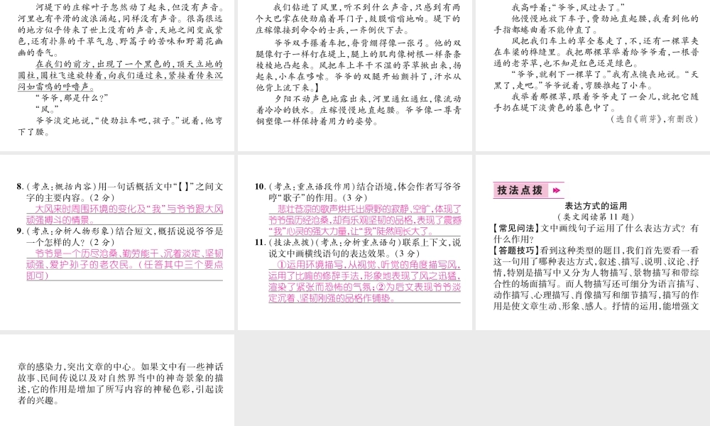 （云南专版）九年级语文下册 7 溜索作业课件 新人教版-新人教版初中九年级下册语文课件