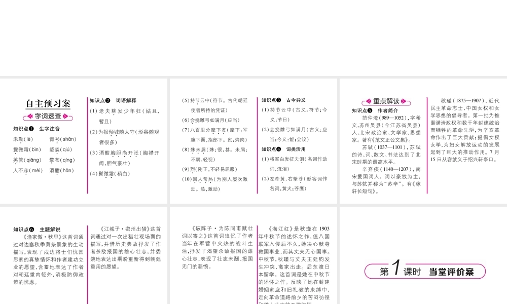 （云南专版）九年级语文下册 12 词四首作业课件 新人教版-新人教版初中九年级下册语文课件