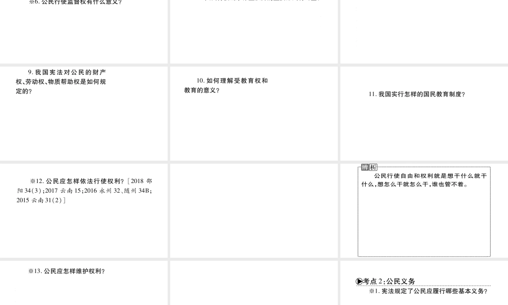 安徽省中考道德与法治总复习 八下 第2单元 理解权利义务知识梳理课件-人教版初中九年级全册政治课件