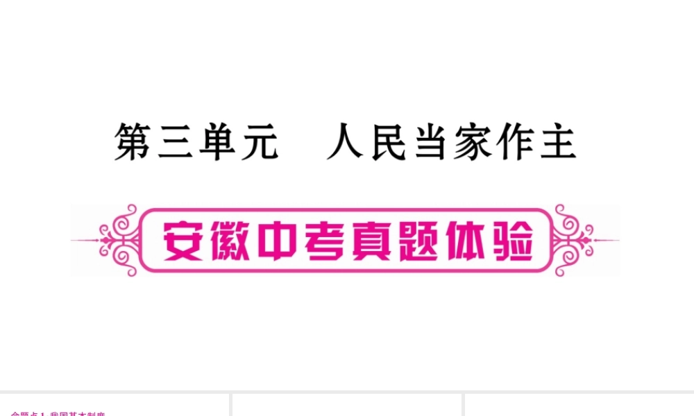 安徽省中考道德与法治总复习 八下 第3单元 人民当家作主考点突破课件-人教版初中九年级全册政治课件