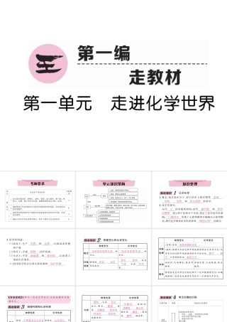 （云南专版）中考化学总复习 第一编 第1单元 走进化学世界（精讲）课件-人教版初中九年级全册化学课件