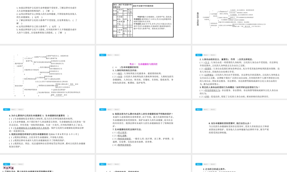 安徽省中考政治一轮复习 八下 第二单元 我们的人身权利课件-人教版初中九年级全册政治课件