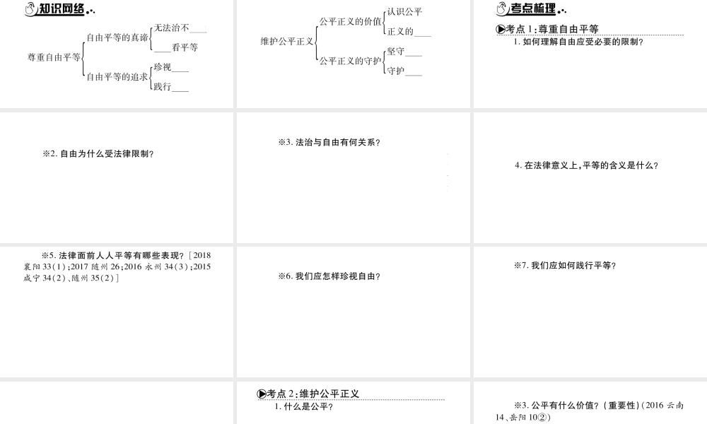 安徽省中考道德与法治总复习 八下 第4单元 崇尚法治精神知识梳理课件-人教版初中九年级全册政治课件