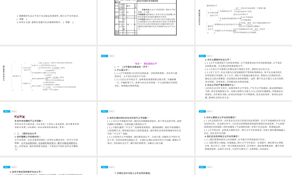 安徽省中考政治一轮复习 八下 第四单元 我们崇尚公平和正义课件-人教版初中九年级全册政治课件