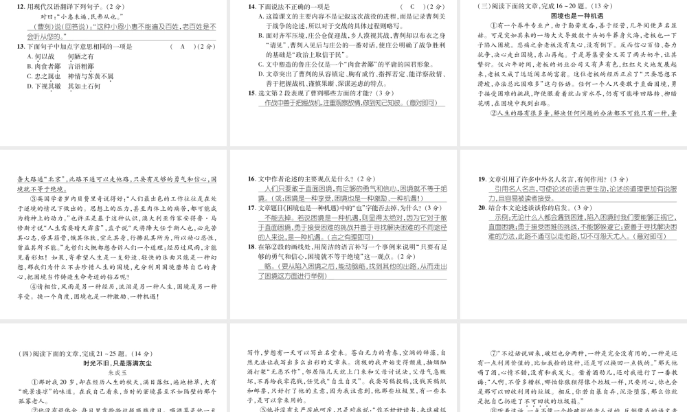 （云南专版）九年级语文下册 第5、6单元达标测试课件 新人教版-新人教版初中九年级下册语文课件