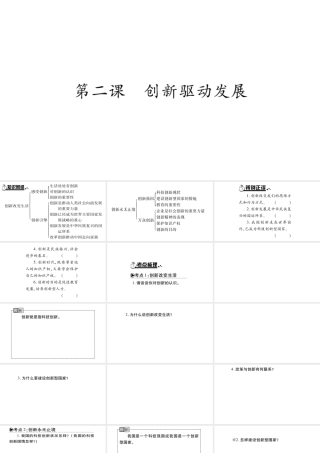 安徽省中考道德与法治总复习 九上 第1单元 富强与创新 第2课 创新驱动发展知识梳理课件-人教版初中九年级全册政治课件