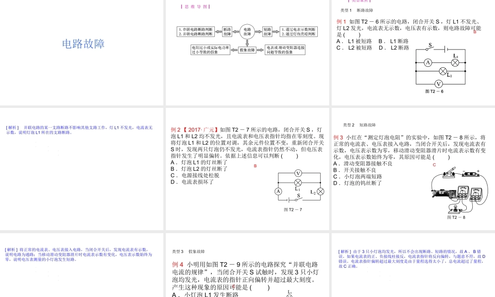 安徽省中考物理 题型训练（二）动态电路和电路故障专题复习课件-人教版初中九年级全册物理课件