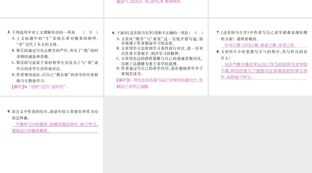 （云南专版）九年级语文下册 双休作业十八课件 新人教版-新人教版初中九年级下册语文课件