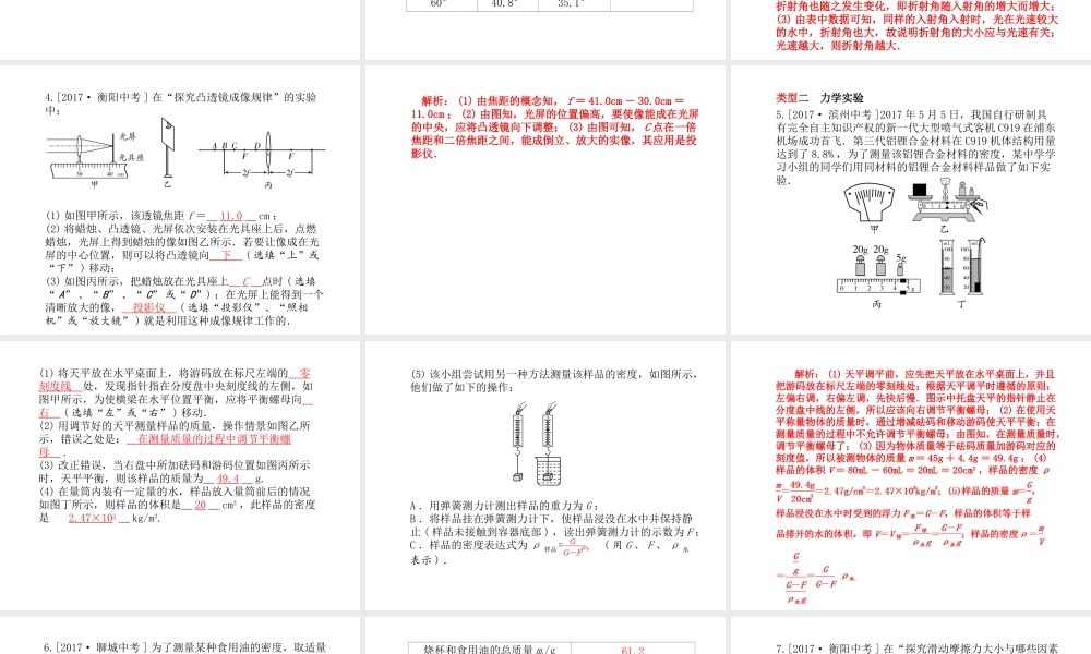 安徽省中考物理 专题复习二 实验题课件-人教版初中九年级全册物理课件