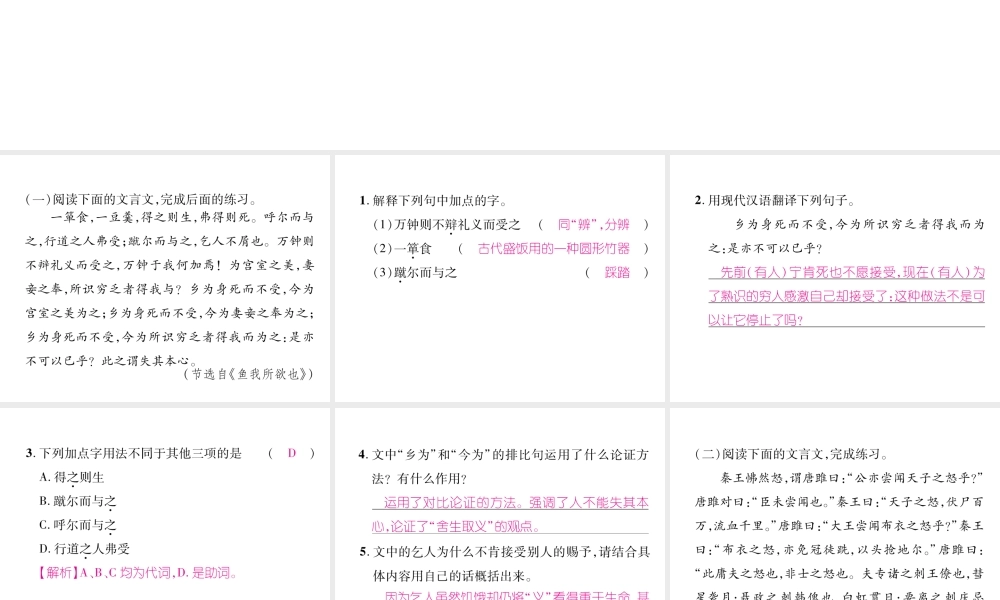 （云南专版）九年级语文下册 双休作业十七课件 新人教版-新人教版初中九年级下册语文课件