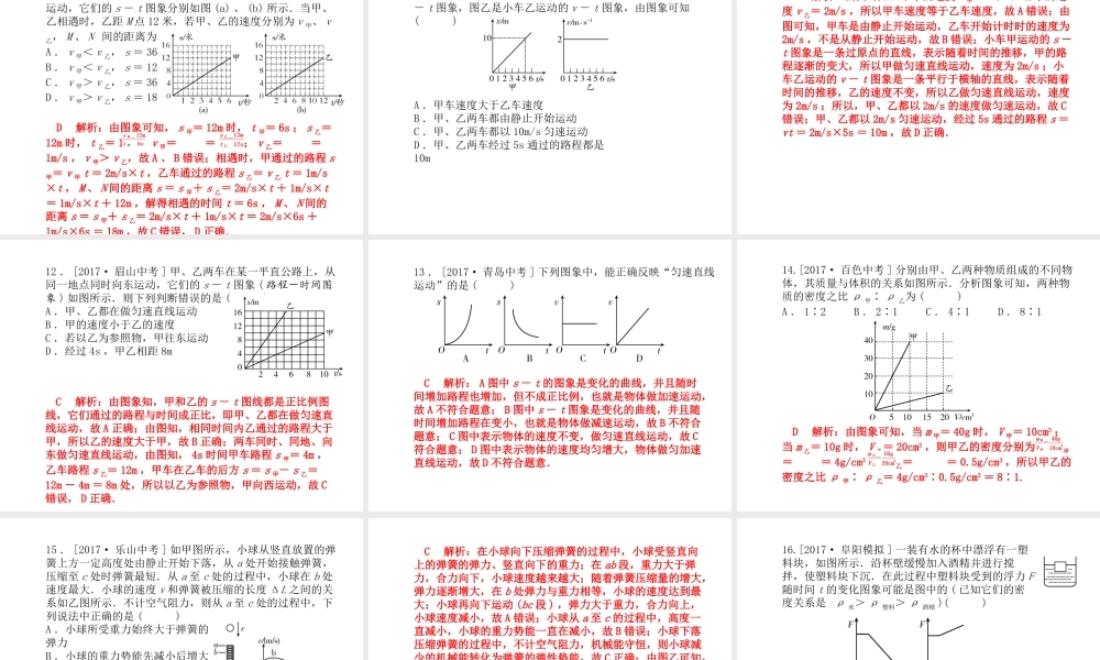 安徽省中考物理 专题复习一 坐标图象题课件-人教版初中九年级全册物理课件