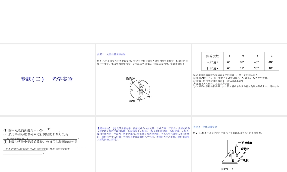 安徽省中考物理 专题突破（二）光学实验复习课件-人教版初中九年级全册物理课件