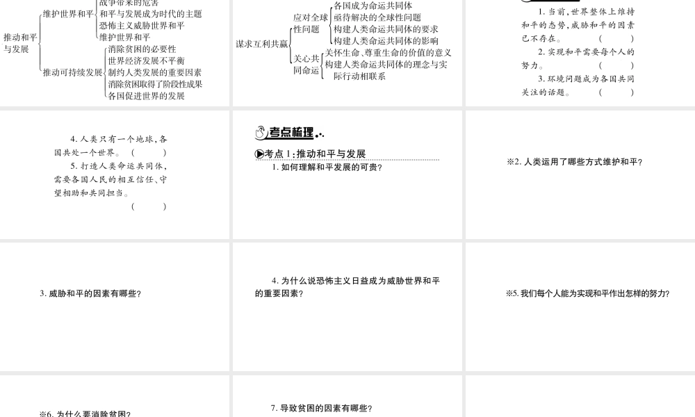 安徽省中考道德与法治总复习 九下 第1单元 我们共同的世界 第2课 构建人类命运共同体知识梳理课件-人教版初中九年级全册政治课件