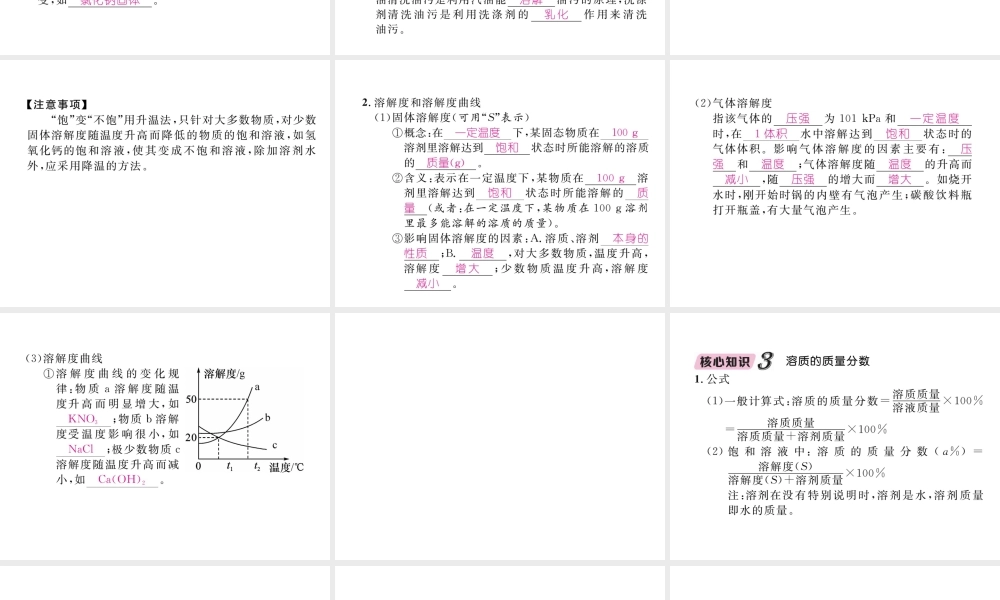 （云南专版）中考化学总复习 第一编 第9单元 溶液（精讲）课件-人教版初中九年级全册化学课件