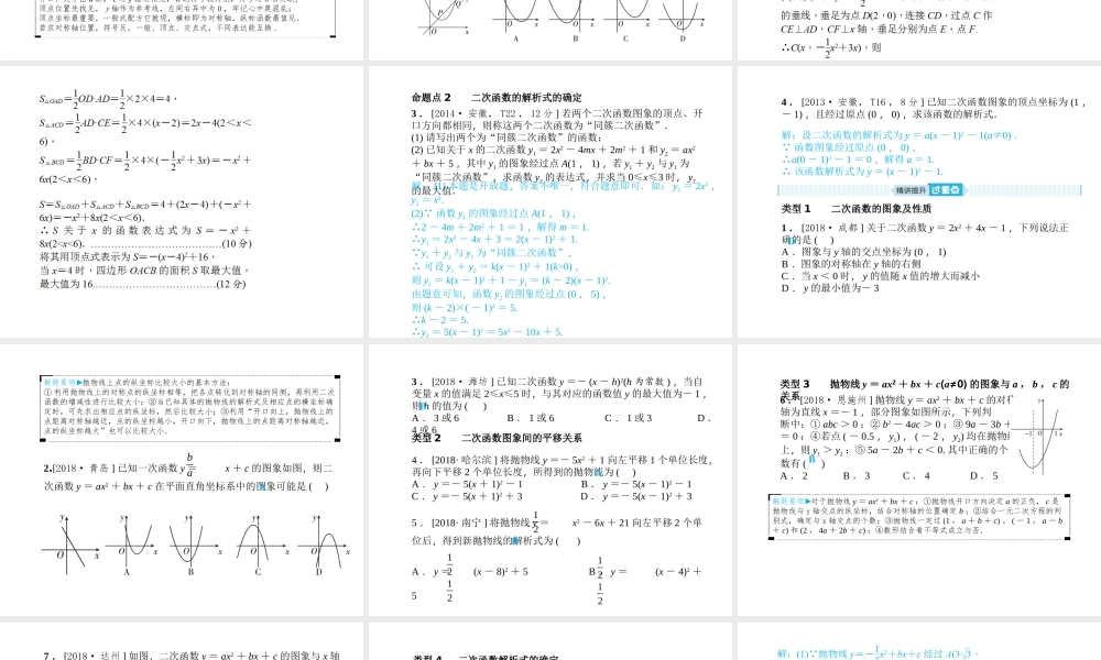 安徽省中考数学总复习 第一部分 系统复习 成绩基石 第三章 函数及其图像 第12讲 二次函数课件-人教版初中九年级全册数学课件