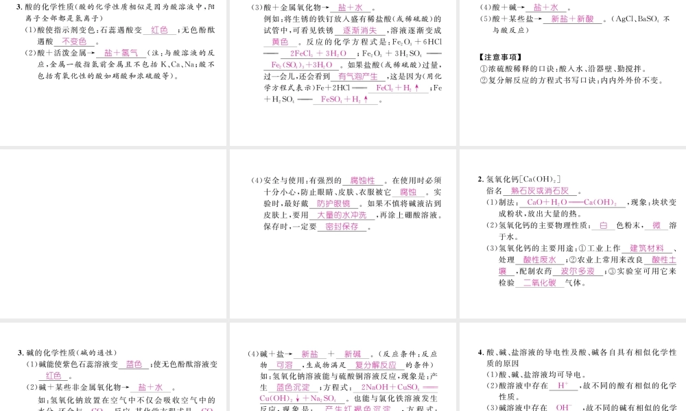 （云南专版）中考化学总复习 第一编 第10单元 酸和碱（精讲）课件-人教版初中九年级全册化学课件