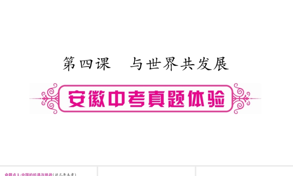 安徽省中考道德与法治总复习 九下 第2单元 世界舞台上的中国 第4课 与世界共发展考点突破课件-人教版初中九年级全册政治课件