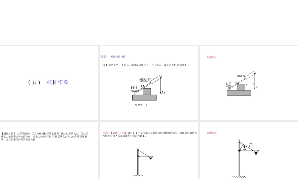 安徽省中考物理 专题突破（五）杠杆作图复习课件-人教版初中九年级全册物理课件