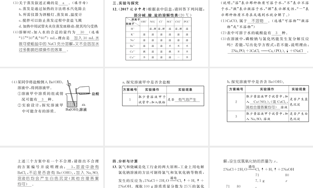 （云南专版）中考化学总复习 第一编 第11单元 盐 化肥（精练）课件-人教版初中九年级全册化学课件
