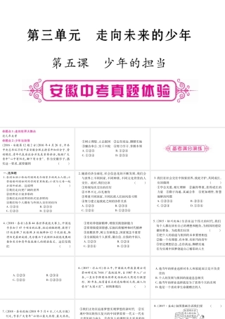 安徽省中考道德与法治总复习 九下 第3单元 走向未来的少年 第5课 少年的担当考点突破课件-人教版初中九年级全册政治课件