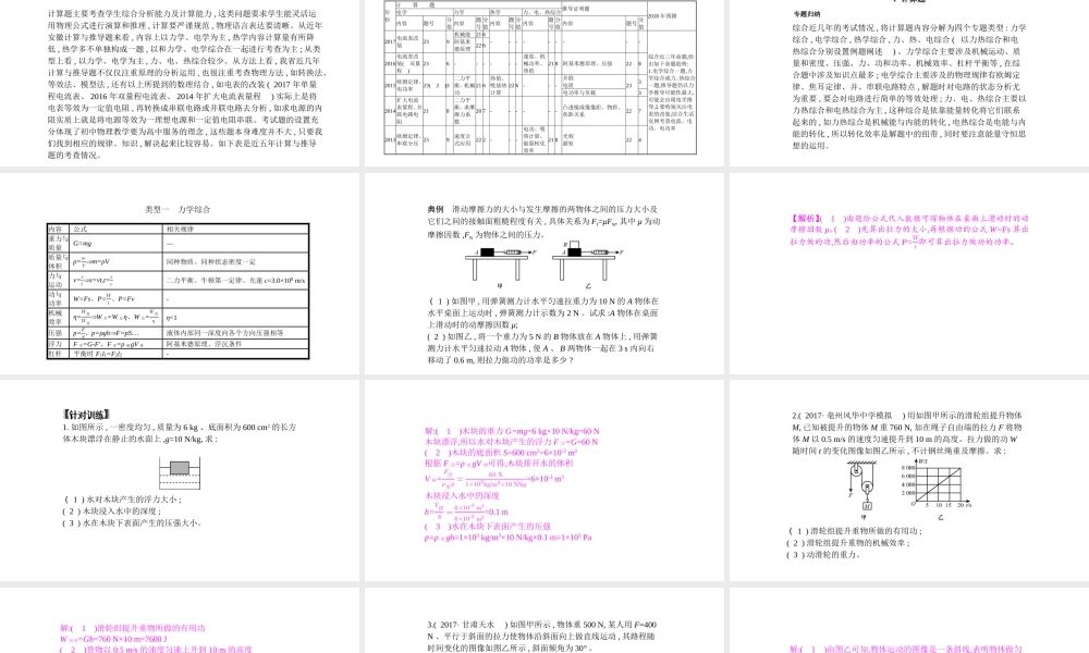 安徽省中考物理 专题突破四 计算与推导题复习课件-人教版初中九年级全册物理课件