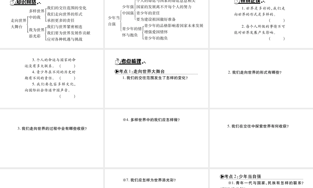 安徽省中考道德与法治总复习 九下 第3单元 走向未来的少年 第5课 少年的担当知识梳理课件-人教版初中九年级全册政治课件