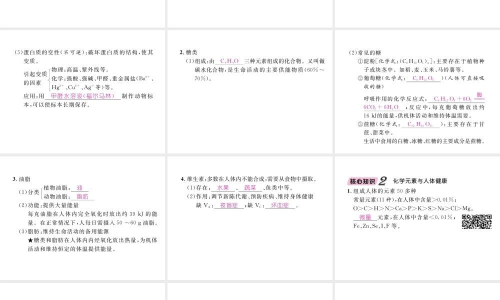 （云南专版）中考化学总复习 第一编 第12单元 化学与生活（精讲）课件-人教版初中九年级全册化学课件
