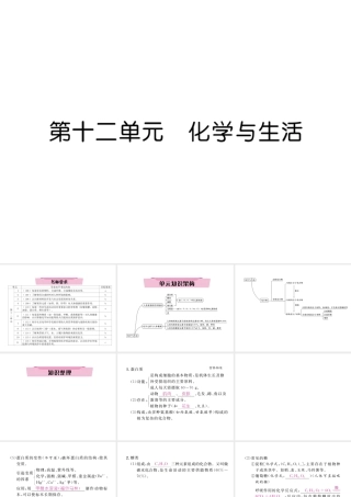 （云南专版）中考化学总复习 第一编 第12单元 化学与生活（精讲）课件-人教版初中九年级全册化学课件