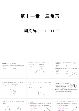 （云南专版）秋八年级数学上册 周周练（11.1-11.2）作业课件 （新版）新人教版-（新版）新人教版初中八年级上册数学课件