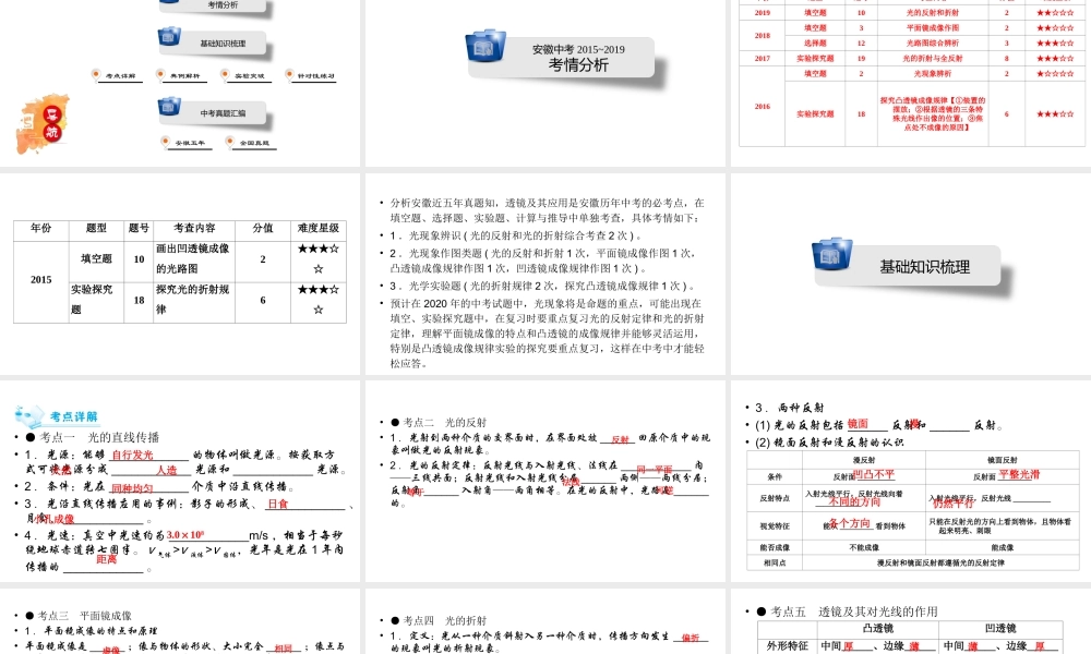 安徽省中考物理一轮复习 第2章 光现象课件-人教版初中九年级全册物理课件