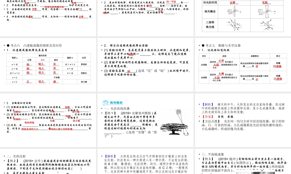 安徽省中考物理一轮复习 第2章 光现象课件-人教版初中九年级全册物理课件