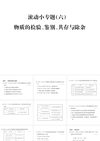 （云南专版）中考化学总复习 滚动小专题（六）物质的检验、鉴别、共存与除杂课件-人教版初中九年级全册化学课件