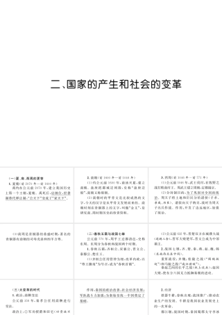 （云南专版）中考历史复习 背记手册 模块1 中国古代史 二 国家的产生和社会的变革课件-人教版初中九年级全册历史课件