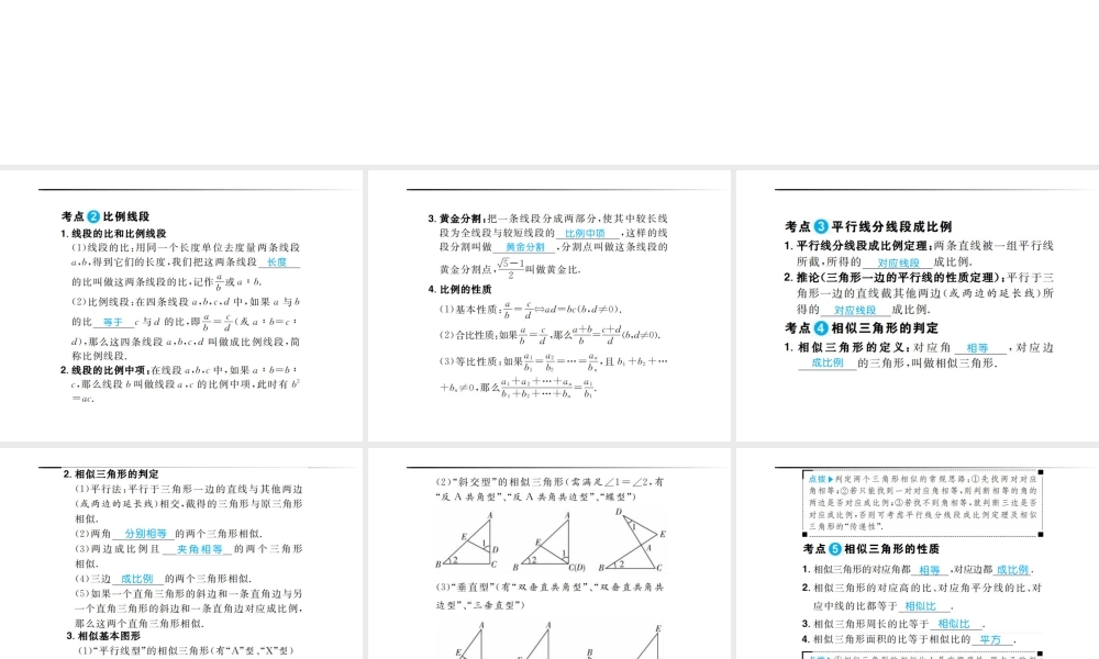 安徽省中考数学总复习 第一部分 系统复习 成绩基石 第四章 三角形 第18讲 图形的相似课件-人教级全册数学课件
