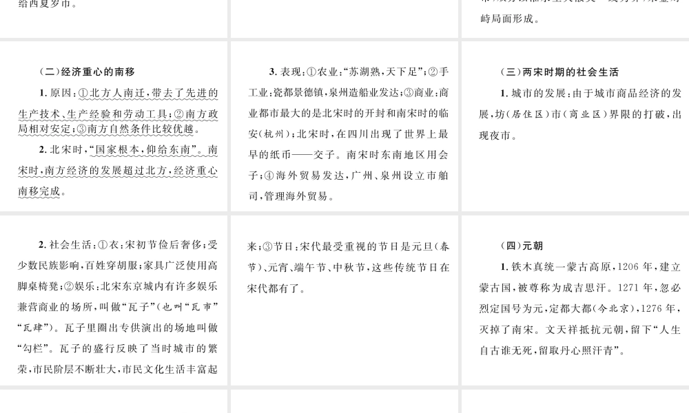 （云南专版）中考历史复习 背记手册 模块1 中国古代史 六 经济重心的南移和民族关系的发展课件-人教版初中九年级全册历史课件