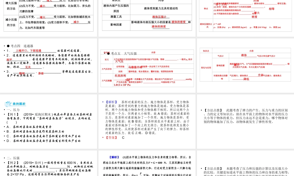 安徽省中考物理一轮复习 第6章 压强课件-人教版初中九年级全册物理课件