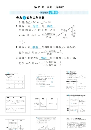 安徽省中考数学总复习 第一部分 系统复习 成绩基石 第四章 三角形 第19讲 锐角三角函数课件-人教级全册数学课件