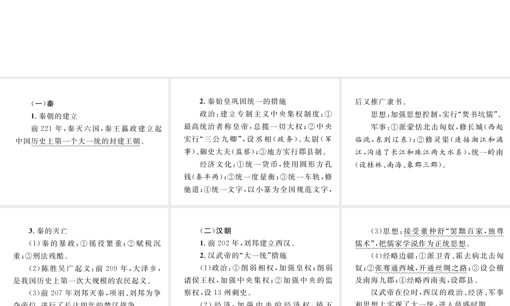 （云南专版）中考历史复习 背记手册 模块1 中国古代史 三 统一国家的建立课件-人教版初中九年级全册历史课件