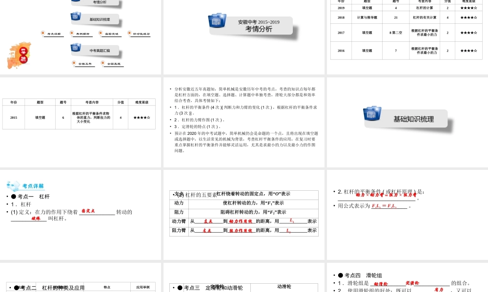 安徽省中考物理一轮复习 第8章 简单机械课件-人教版初中九年级全册物理课件