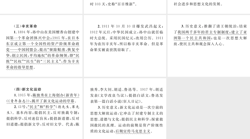 （云南专版）中考历史复习 背记手册 模块2 中国近代史 二 近代化的探索课件-人教版初中九年级全册历史课件