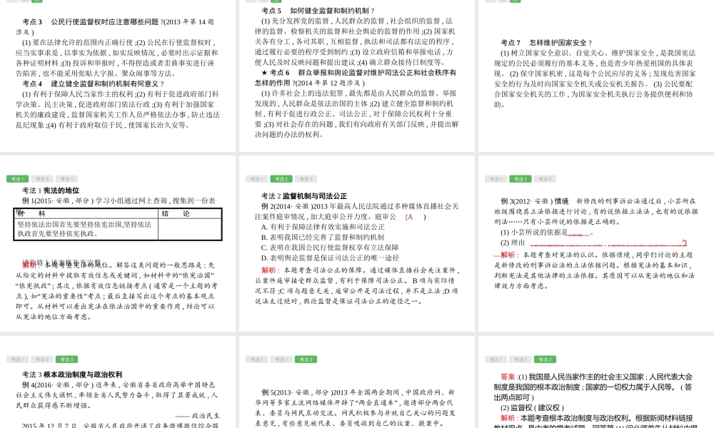 安徽省中考政治一轮复习 第一篇 知识方法固基 第五部分 九年级全一册 第三单元 融入社会 肩负使命 第六课 参与政治生活课件-人教版初中九年级全册政治课件