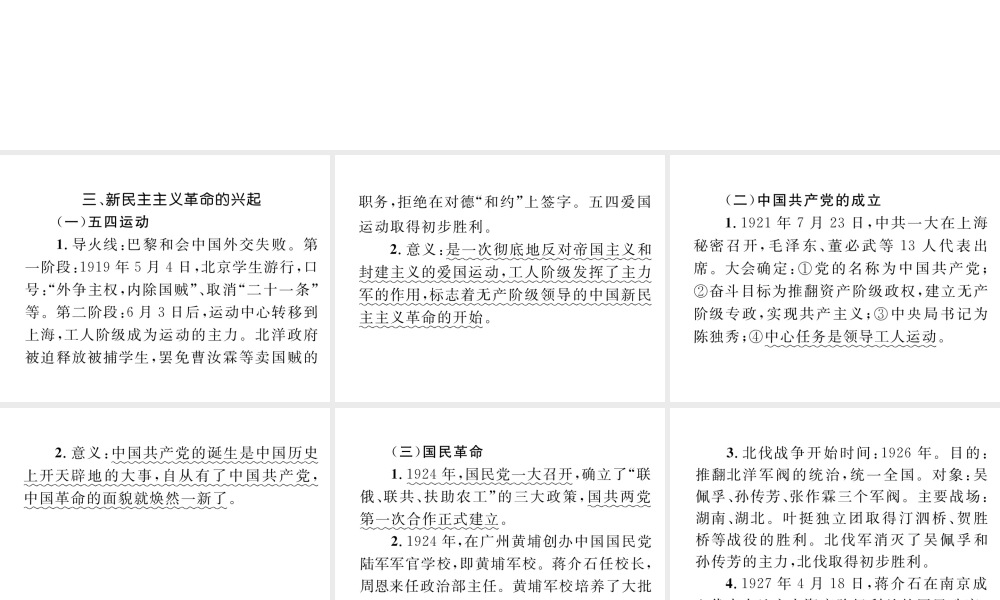 （云南专版）中考历史复习 背记手册 模块2 中国近代史 三 新民主主义革命的兴起课件-人教版初中九年级全册历史课件